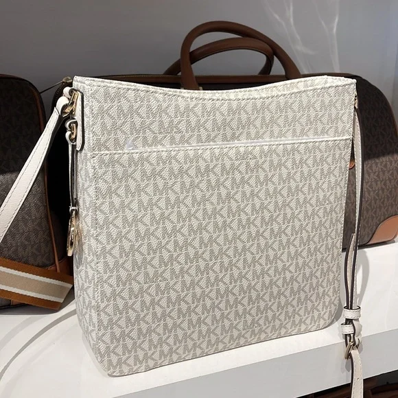 Michael Kors Jet Set Travel Large Messenger Crossbody Bag Light Cream Multi - Picture 15 of 16